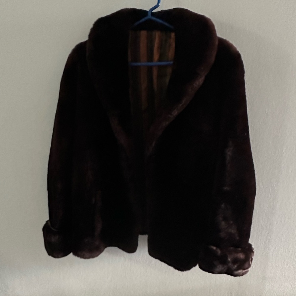 Vintage 90’s Fur Winter Bomber Cute Brown Jacket women's  M
